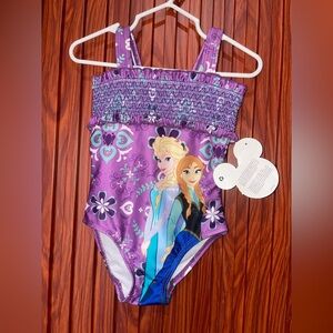 Disney Purple Frozen Elsa & Anna Girls' One-Piece Swimsuit
